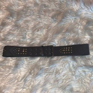 Canvas Belt Brown with Brass and Goldtone Detailing Woman’s Size Medium/Large